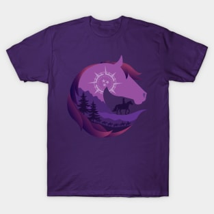 Horse Head Trail Riding Silhouette • Purple T-Shirt